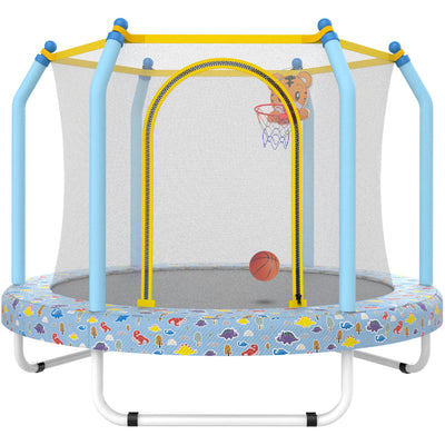 55" Toddler Trampoline with Safety Enclosure Net, SEGMART Upgraded Kids Trampoline with Balls, Indoor Outdoor Mini Trampoline Birthday Gifts with No Gap Design for Kids Ages 1-8