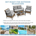 Patio Sofa Set, 4 Pieces Outdoor Sectional Furniture, All-Weather PE Rattan Wicker Patio Conversation Set, Cushioned Sofa Set with Coffee Table for Patio Garden Poolside Deck