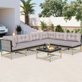 7 Piece Outdoor Patio Furniture Set, Modular Outdoor Sectional Sofa Set with Removable Cushions, PE Rattan Conversation Sets with Coffee Table, Gray