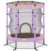 55'' Mini Round Kids Trampoline with Safety Enclosure Net and Spring Pad, Outdoor Indoor Small Trampoline for Kids, Toddlers Trampoline for Indoor Outdoor, Gift for Boy Girl, Age 1-8, Purple