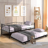 Daybed with Trundle Bed Twin Size, SEGMART Metal Trundle Bed Frame Twin Daybed Frame, Space-Saving Twin Daybed with Metal Slat Support, Daybed for Bedroom Guest Room, No Box Spring Needed, Black,H510