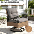 SEGMART 3 PCS Patio Swivel Rocker Set, PE Rattan Swivel Bistro Table Set, Outdoor Conversation Set with Glass Tabletop and Cushions for Balcony Patio Deck Poolside