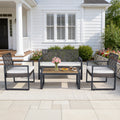 Patio Sofa Set, 4 Pieces Outdoor Sectional Furniture, All-Weather PE Rattan Wicker Patio Conversation Set, Cushioned Sofa Set with Coffee Table for Patio Garden Poolside Deck