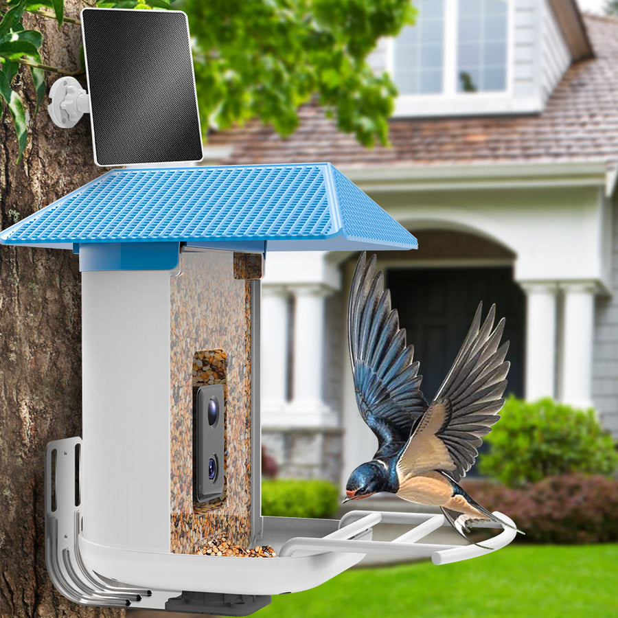 SEGMART Smart Bird Feeder with Camera, Solar Powered Bird Feeder Camera with AI Identify Bird Species - 11,000+ Birds, 1080P HD Camera Auto Capture Bird Video, App Notify When Birds Detected