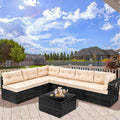 7 PCS Patio Furniture Set, Outdoor Conversation Set, PE Rattan Wicker Sectional Sofa Set, Wicker Couch Set with Cushions & Coffee Table, Sectional Furniture for Patio Lawn Poolside