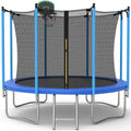 SEGMART 10ft Trampoline for Kids with Basketball Hoop and Enclosure Net/Ladder,Blue