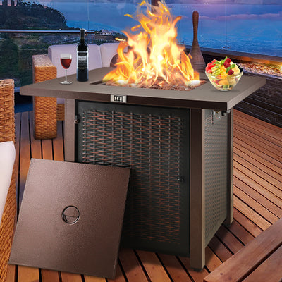 Square Propane Fire Pit for Outside Garden Backyard Deck Patio, Bronze, LLL4008