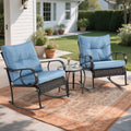 Clearance! 3 Piece Patio Rocking Bistro Set, PE Rattan Rocking Chairs Set of 2 and Glass Side Table, Outdoor Furniture Conversation Set with Cushion for Patio Lawn Garden Cafe Pub