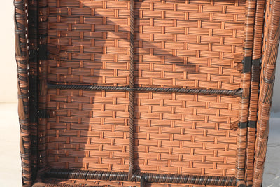 Rattan Wicker Patio Set, SEGMART 4 Piece All-Weather Outdoor Conversation Set with Glass Top Table, Loveseat, Cushioned Chairs, Modern Patio Furniture Set for Yard, Porch, Garden, Poolside, Brown