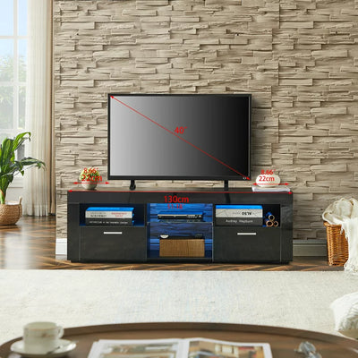 LED TV Stand for 55-inch TVs, Segmart High Gloss Entertainment Center Home Furniture with Storage Drawer and Shelves, Media Console Table Television Stands Cabinet Desk, Black, S9832