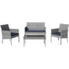 SEGMART Outdoor Patio Furniture Set, 4 Piece Modern Rattan Wicker Patio Conversation Set, Glass Top Table Cushioned Sofa Set for Yard, Pool or Backyard, Gray