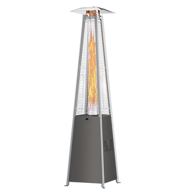 Segmart Pyramid Patio Heater, 48,000 BTU Outdoor Propane Heater with Wheels, Auto Tip-Over Safety & Ground Stakes, Quartz Glass Tube Portable Heater for Home and Commercial Use - Gray
