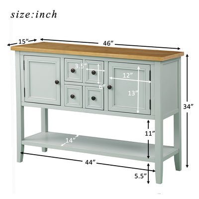 Console Table with 4 Storage Drawers, 46" x 15" x 34" Wood Buffet Sideboard Desk with 2 Cabinets and Bottom Shelf, Retro Console Table Entryway Table Accent Table for Entryway, S5303