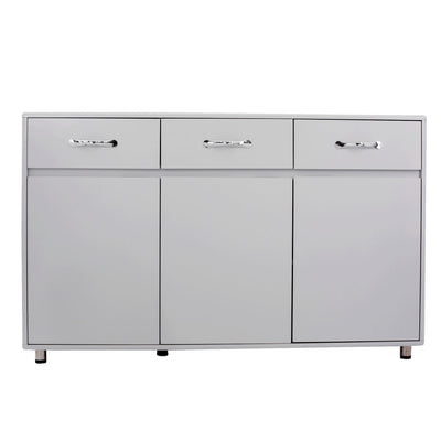 Buffet Cabinet, Console Table with 3 Storage Drawers and 3 Cabinets, Modern Simple Kitchen Sideboard Table with Steel Tube Legs, Grey Console Table for Kitchen Dining Room Furniture Cupboard, S1383