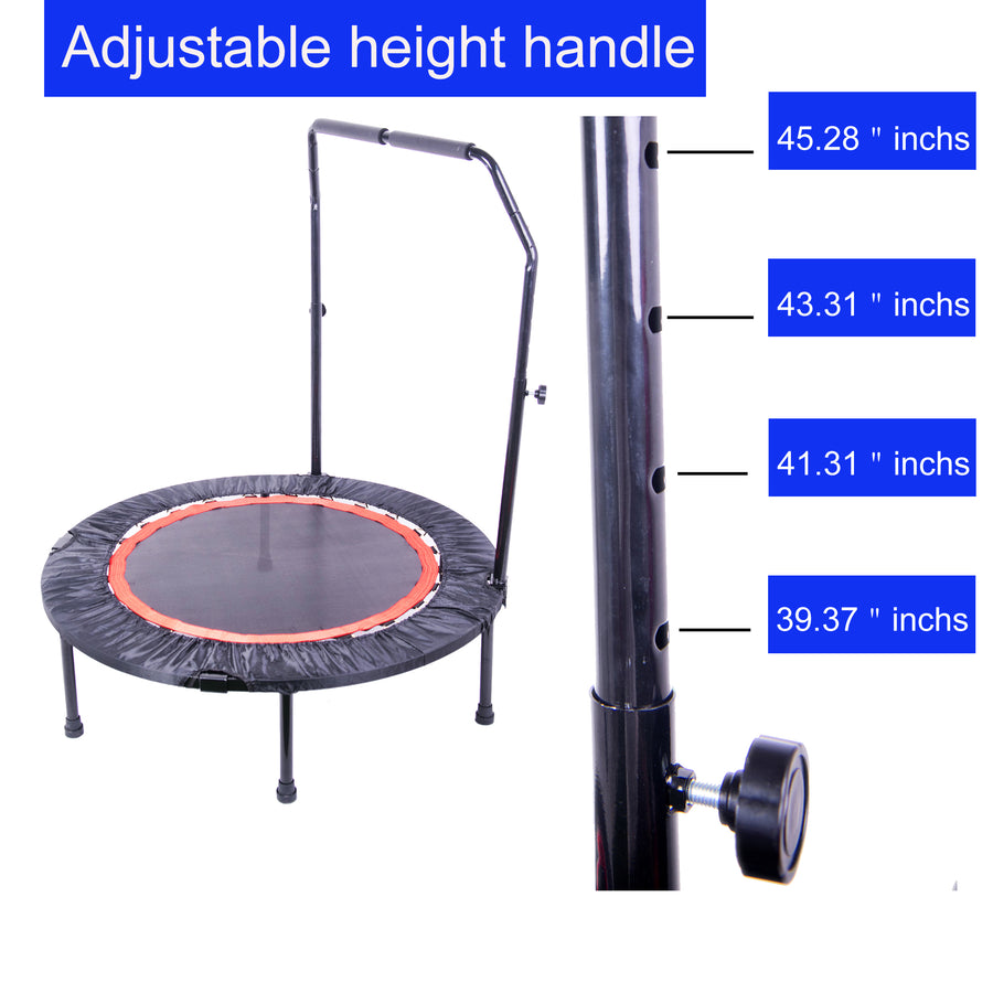 40 Foldable Mini Trampoline, Fitness Rebounder with Safety Pad