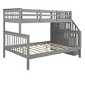 Twin-Over-Full Bunk Bed Clearance, 76.97'' x 51.57'' Space Saving Design Sleeping Bedroom Furniture w/Solid Wood Bunk Bed, Ladder and Safety Rail for Boys & Girls, 250lbs, Grey, SS677