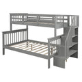 Twin-Over-Full Bunk Bed Clearance, 76.97'' x 51.57'' Space Saving Design Sleeping Bedroom Furniture w/Solid Wood Bunk Bed, Ladder and Safety Rail for Boys & Girls, 250lbs, Grey, SS677