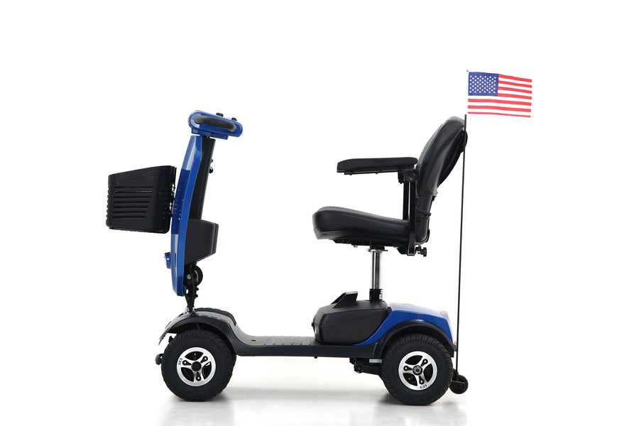 Segmart Mobility Scooter for Seniors, 20''W Armrest, Windshield, Rear Suspension, Front Rear Light, Cup Holder, USB Charging Port, Gift Flag, 300lbs, Blue