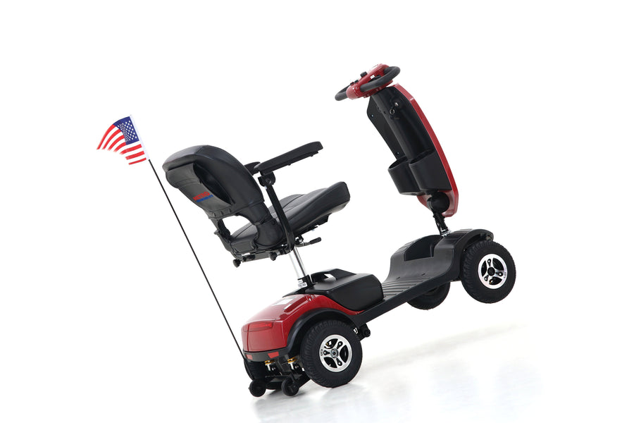 Segmart Mobility Scooter for Seniors, 20''W Armrest, Windshield, Rear Suspension, Front Rear Light, Cup Holder, USB Charging Port, Gift Flag, 300lbs, Red
