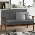 Loveseat Sofa, Elegant Simple Mid-Century Loveseat Couch with Wood Legs, Living Room Sofa w/Classic Button Design, Simple Sofa for Reception Dorm, 400 lbs, Gray, S5708