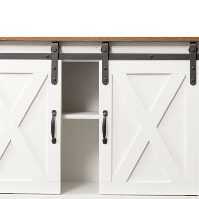 SEGMART Wood TV Stands Console Table with Storage Side Cabinets, Farmhouse Style TV Stands for TVs up to 65", Rustic Entertainment Center TV Stands w/Cable Management, S815