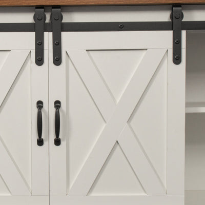 SEGMART Wood TV Stands Console Table with Storage Side Cabinets, Farmhouse Style TV Stands for TVs up to 65", Rustic Entertainment Center TV Stands w/Cable Management, S815