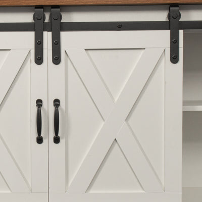 SEGMART 59'' Media Consoles TV Stands with Side Cabinets for TVs up to 65", Rustic Finish Modern Farmhouse w/Adjustable Shelves and 2 Cable Management for Living Room, Oak, S818