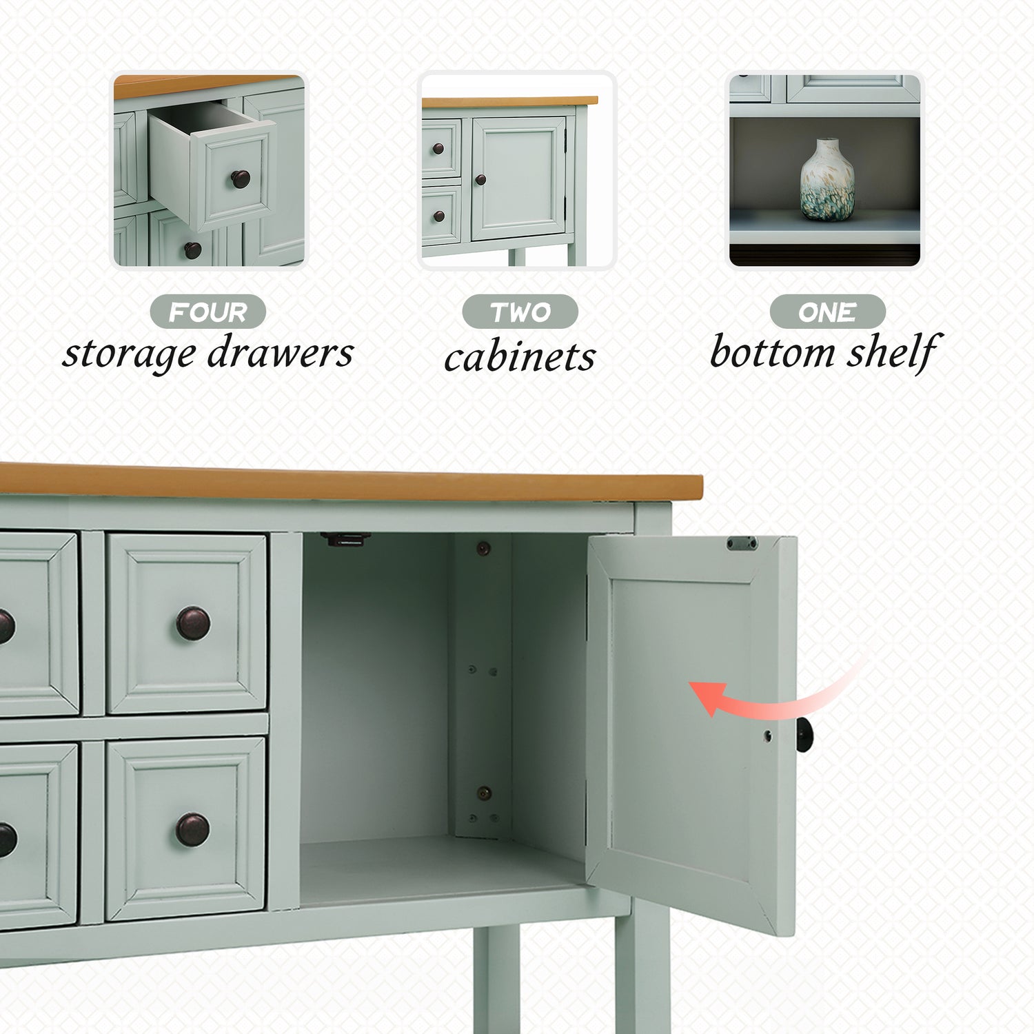 Console Table With 4 Storage Drawers 46 X 15 X 34 Wood Buffet Side Segmart