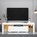 Segmart High Gloss TV Stand for 70 inch TV, Modern White LED TV Stand Entertainment Center for Living Room, Storage Drawers nd Open Shelves, Television Stands Cabinet Desk Console Table, S9784