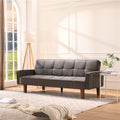Square Arm Sofa Bed, Modern Sleeper Couches and Sofas with Wood Legs, Linen Plush Futon Loveseats Sofa for Living Room, Livingroom Sofa for Small Space, Apartment, Grey, SS387