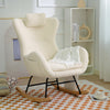 Modern Teddy Fabric Nursery Rocking Chair, Accent Rocker Chair with High Backrest for Nursery, Accent Glider Rocker Rocking Accent Chair for Living Room Bedroom Playroom