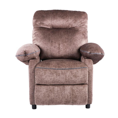 Home Recliner Chair with Remote Control for Living Room, Single Velvet Ergonomic Recliner Chair with Cup Holders, for Home Theater Seating Living Room Lounge Chaise, Brown, S12541