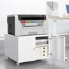 Wood File Cabinets with 2 Doors, Mobile Lateral Filing Cabinet, Printer Stand with Storage Shelves for Home Office, White