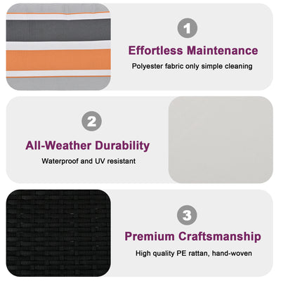 SEGMART 2 Person Wicker Hanging Swing Bench, Front Porch Swing Outdoor Chair with Cushion and Pillow, Patio Furniture Swing for Deck, Backyard, Garden