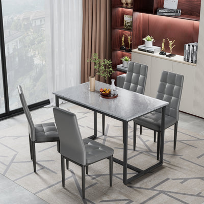 SEGMART Dining Table with 4 High-back Upholstered Chairs, Modern Dinette Set, Dining Table & Chairs Set for 4 Persons, Small Home Kitchen Dining Table Set, Ideal for Apartment Breakfast Nook