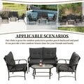 4-Piece Outdoor Sectional Sofa Set, Wicker Conversation Sets with Arm Chairs, Tempered Glass Table, Cushions, All-Weather Rattan Patio Furniture Sets for Backyard Garden Pool