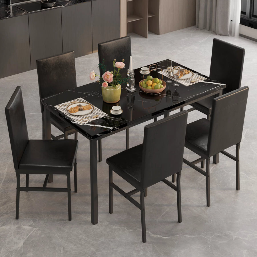 7 Piece Kitchen Dining Table Chair Set Dining Room Table Set