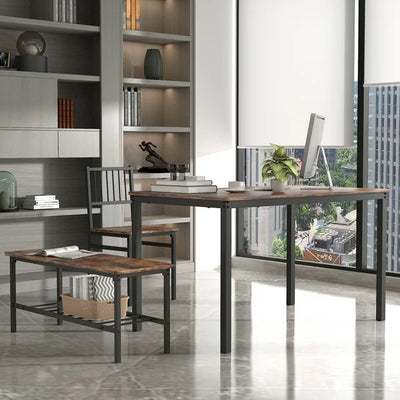 Dining Table Set, 4 Piece Dining Room Table Set for Small Spaces, Kitchen Table with 2 Chairs and a Long Bench, Space-Saving Table Set for Kitchen, Dining Room, Restaurant - Easy to Assemble