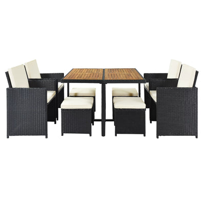 Clearance! 9 Piece Patio Furniture Dining Set, Outdoor Rattan Wicker Patio Dining Table Set, All-Weather Conversation Set with Ottoman for Garden Poolside Balcony, B177