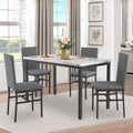 5 Piece Marble Top Dining Table Set for 4, Rectangular Table and 4 High-Back Velvet Padded Chairs, Small Space Dining Set, Home Kitchen Apartment Dining Room Bar Furniture