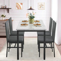 5 Piece Marble Top Dining Table Set for 4, Rectangular Table and 4 High-Back Velvet Padded Chairs, Small Space Dining Set, Home Kitchen Apartment Dining Room Bar Furniture