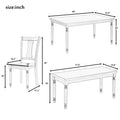 Wood Dining Table and Chair Set of 6, Dining Room Set for 6 Persons with Bench, Rectangular Kitchen Table with 4 Microfiber Padded Chairs Plus One Upholstered Bench, Farmhouse Kitchen Table Set, B1382