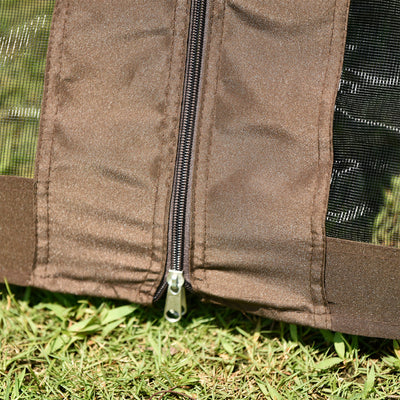 Vented Dome Top Patio Gazebo, Double Roofs Outdoor Shelter Canopy Tent with Nettings and Privacy Screens for Deck Backyard Patio Garden, 9.8 ft. Wx9.8Ft.L, Brown