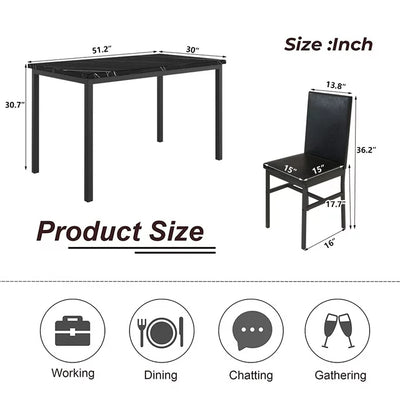 Dining Table with 6 High-back Upholstered Chairs, Modern Dinette Set, Dining Table and Chairs Set for 6 Persons, Small Home Kitchen Dining Table Set, Ideal for Apartment Breakfast Nook Bar, B1464