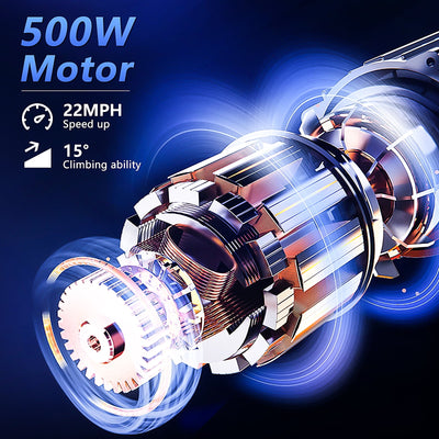 COCLUB 500W Adult Electric Scooter, 36V13Ah Electric Bike, Patinetas Electricas, Portable Folding Commuting Escooter with 10" Solid Tires | Front Suspension | App（15 MPH & 25 Miles）