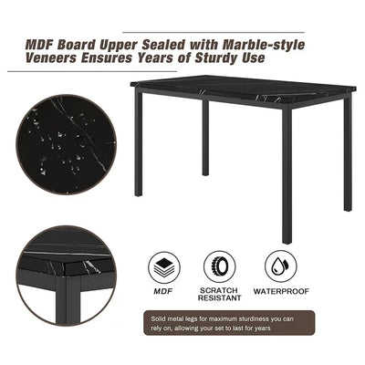 Dining Table with 6 High-back Upholstered Chairs, Modern Dinette Set, Dining Table and Chairs Set for 6 Persons, Small Home Kitchen Dining Table Set, Ideal for Apartment Breakfast Nook Bar, B1464