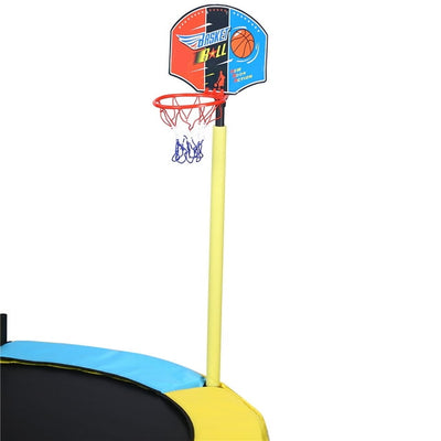 Mini Trampoline for Kids, 60" Portable Small Toddler Trampoline with Basketball Hoop, Durable and Safe Rebounder Trampoline for Kid Exercise, Outdoor Indoor Exercise Trampoline, Yellow, L3702