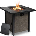 SEGMART 28'' Outdoor Gas Fire Pit Table, 40,000 BTU Propane Patio Heater with Lid and Lava Rocks, Propane Fire Pit Table with Auto-Ignition for Garden Patio Backyard Picnic, All-weather Fire Pit, B27
