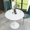 Modern White Dining Table, Breakfast Nook Dining Table, Mid Century Coffee Tea Table, Leisure Living Room Bistro Bar Table, Tulip Round Table for Small Space Dining Room Cafe Bar, Easy Assembly, K2045