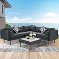 SEGMART 4 Pieces Outdoor Patio Furniture Set, All-Weather Sectional Wicker Sofa with Colorful Pillows & Table, Patio Conversation Set for Garden, Poolside, Porch